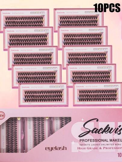 SACKVIS 10 cajas Pestañas postizas naturales de estilo D-Curl 10D, 20D, 30D, 40D de 8-14mm, extensiones de pestañas para maquillaje de ojos DIY, aspecto natural Nesura, set individual reutilizable de 0.70mm con segmentos, hecho a mano, adecuado para uso diario y eventos especiales