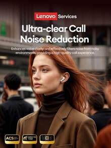 Lenovo LE232 ANC Noise Cancelling Bluetooth Headphones, Half In-Ear Design With Battery Level Display, Large Dynamic Driver, Surround Sound, High-Fidelity Audio, Low Latency, Long Battery Life, Comfortable Silicone Wireless Earbuds Compatible With Smartphones And Computers - Pink - View 4