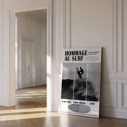 1 pieza Póster vintage sin marco de la Exposición de Surf de Biarritz 1989, arte minimalista de la cultura del surf retro, decoración de pared para dormitorio, sala de estar, dormitorio universitario, oficina, fiesta, regalo, vuelta al colegio, decoración de habitación, impresiones para pared, pósteres, decoración vintage, artículos esenciales para dormitorio universitario