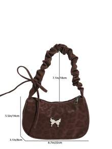 1 chiếc túi đeo vai nữ bằng vải nylon mềm mại, in họa tiết da báo, trang trí hình bướm bằng kim loại, có dây rút, thiết kế thời trang tối giản, thanh lịch, phù hợp sử dụng hàng ngày. - Cà phê - Xem 2