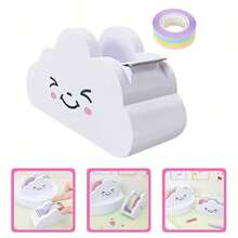 Cloud-Shaped Tape Dispenser, Desktop Tape Dispenser, Office Desktop Tape Dispenser Cutter With Rainbow Tape Rolls, For Home Office, School Supplies, Tape Roll Dispenser