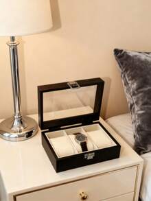 3 Slots Wood Watch Storage Boxes, Coconut Brown Watch Display Case With Glass Window, Wood Watch Display Case Ideal Gift For Men In Father Day Birthday Valentines Wedding Anniversary,Multifunctional: This Watch Storage Box Can Not Only Hold Watches.