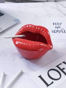 1pc Cute Cartoon Lip Resin Ashtray, Creative Personalized Household Living Room Fashionable Multi-Functional Ashtray Decoration, Room Decor, Home Decor, Valentine's Day Gifts, Back-To-School Gifts, Eid Decor, Eid Gift - Multicolor - View 2