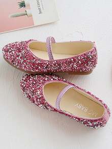 1 par de sapatos infantis lisos com strass, modelo slip-on, casuais e versáteis, perfeitos para a primavera. - Rosa - Ver 3