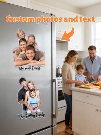 1 pieza Imán personalizado de acrílico para refrigerador con foto familiar, imán de refrigerador con foto familiar personalizada, decoración de refrigerador de acrílico con foto personalizada, regalo de Navidad único para familia, padres e hijos, recuerdo personalizable de vacaciones, decoración del hogar y la cocina, idea de regalo de Navidad personalizado