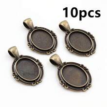 10个13x18毫米内径合金金属椭圆形吊坠凸面宝石空白底座镶嵌托盘DIY珠宝制作配件，适用于项链、耳环、手链 - 卡寶石底托 - 查看 11