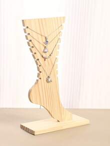 Suporte para colares em formato de pé, feito de bambu e madeira, criativo expositor para joias. - Multicolorido - Ver 10