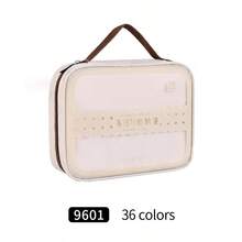 1pc Marker Organiser, Portable Art Marker Storage Bag With Clear View Panel And Removable Divider With Carrying Handle, Different Size Organisers Available,Pencil Case,Stationery - Beige - View 17