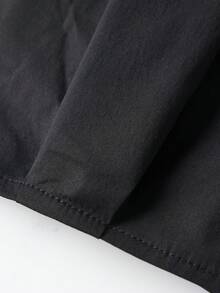 Womens Cropped Button Down Shirts Long Sleeve Solid Color Tops Spring Fall Blouse - Black - View 7