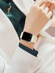 1pc Elastic Nylon Woven Sports Band Compatible With Apple Watch 40mm, 41mm, 38mm, 42mm, 46mm, 44mm, 45mm, 49mm, Compatible With Apple Watch Series 11, 10, 9, 8, 7, 6, 5, 4, 3, 2, 1, SE, Breathable, Soft And Comfortable For Outdoor Sports, Yoga, Fitness, Suitable For Young Fashionable Men And Women, Beige Color, Accessory - Starlight - View 6