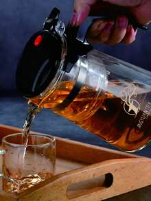 1个升级版750毫升高硼硅玻璃茶壶，鹿头图案，含茶漏，一键茶水分离，适用于散装茶叶和花茶，是送给爱茶人士的理想礼物，适合家庭或餐厅使用。 - 彩色 - 查看 3