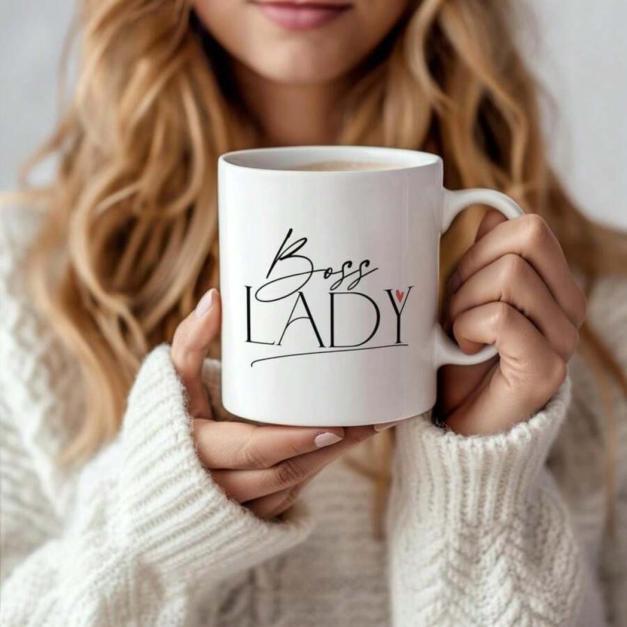 Taza Mujer Emprendedora Mujer Líder Jefa Emprendedora Mujeres Empoderamiento Mujeres en los Negocios Taza Regalos de Navidad, 1 unidad, Taza de café de cerámica de 325 ml con aislamiento térmico, lavar solo a mano - El regalo perfecto para amantes del café, hombres y mujeres - Blanco - Ver 1