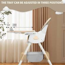 UBRAVOO 3-In-1 Baby HighChair, Foldable Portable Baby Dining Chairs Eat & Play Convertible High Chair With Double-Layer Dinner Plate - Khaki - View 8
