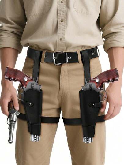 Hölster för västerländsk cowboykostym, justerbart hölster i PU-läder, gotiskt snörningshölster med dubbelt pistolhölster, lämplig för renässansscen, festivalkostymer, medeltida svärdslida för halloween, höst-vinteraccessoarer, lämplig för tonåringar, ungdomar, män, fritidskläder, utomhusbruk, atletisk, semester, examenspresenter, födelsedagspresenter, vardagskläder