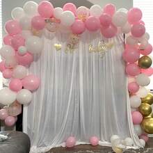 10-Inch Pink & White Metallic Chrome Gold Sequin Latex Balloons - Baby Pink & Gold Party Balloon Set, Suitable For Girls Birthday And Princess Theme Party Decorations - Multicolor - View 5