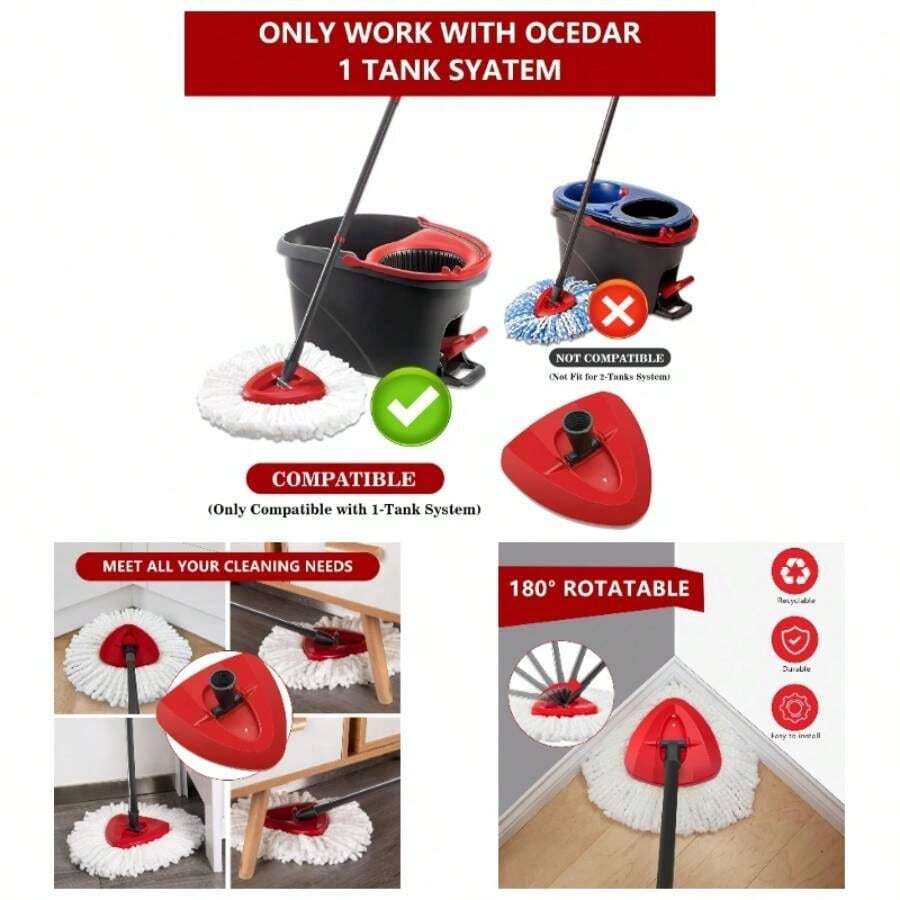 Easywring 1 - System, Mop Heads O - Ceda Mop Replace, Spin Mop Heads Replacements, Microfiber Spin Mop Refills, Easy Cleaning Mop Red Mop Base 1pcs - 紅色拖把底座 1個 - 查看 1