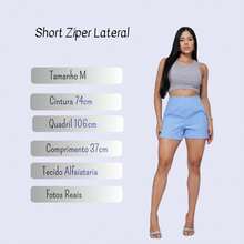 Short Feminino Cintura Alta com Zíper Lateral Elegance - Cinza - Visão 4