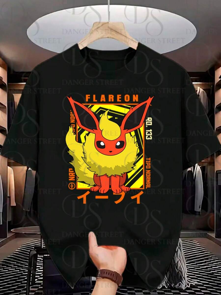 Pokémon Cartoon T-Shirt Unisex 100% Cotton New Release Shipping Various Colors!! - 黑色 - 查看 1