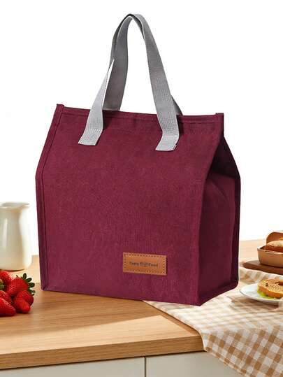 1 pieza Bolsa de almuerzo aislada portátil, bolsa de almuerzo impermeable con cierre de gancho y bucle, mantiene los alimentos frescos y con sabor, adecuada para picnic al aire libre, escuela, trabajo