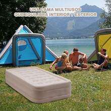 Colchon Inflable Con Bomba Y Almohadas, Inflable Individual Camping Cama De Aire Portatil, ColchóN Inflable Individual Bomba De Aire EléCtrica, Camping Reistente Plegable Comodo Para Descanso - Albaricoque - Ver 7
