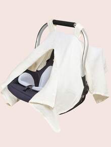 1pc Solid Color Baby Stroller Canopy, Breathable, With Button-Style Opening, Protects Baby From Sunlight, Essential For Summer - Dust Cover - View 1