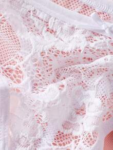 3条/包 纯色浪漫蕾丝女士丁字裤，可爱蝴蝶结装饰 无痕性感内衣