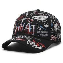 1 pieza Gorra de béisbol decorativa de poliéster con estampado de graffiti casual, primavera/otoño