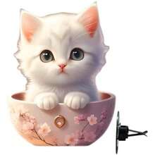 Clip de ventilación para ambientador de gato,Clip de ventilación para ambientador de coche de dibujos animados | Precioso clip de aromaterapia para salida de aire de coche con forma de gato - Difusor(D D) - Multicolor - Ver 8