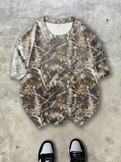 男士数码印花短袖T恤 - 新款时尚运动休闲百搭上衣，水洗不褪色，弹力舒适