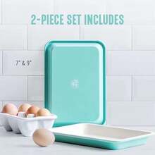 Healthy Ceramic Non-stick Pan Set for Cooking, Turquoise Color, PFAS Free - Turquesa - Ver 6
