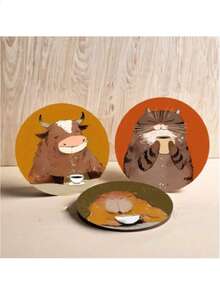 8件套木质杯垫，可爱动物造型，适用于客厅、厨房、餐厅、商业场所，可作礼品、新年装饰、派对用品、送给男女朋友的礼物，也适合情人节、婚礼、复活节等场合。 - 彩色 - 查看 2