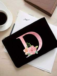 Túi đựng mỹ phẩm khóa kéo màu đen - Họa tiết hoa hồng ombre và chữ cái A-Z, túi đựng tiền xu, túi trang điểm, túi mỹ phẩm ngoài trời, túi y tế, túi đựng đồ điện tử, túi vệ sinh, túi vải bố đa chức năng, túi đựng đồ dùng du lịch nhẹ, hoàn hảo cho việc làm đẹp ngoài trời! Túi trang điểm này thích hợp làm quà tặng cho phụ nữ, các bà mẹ, giáo viên, bạn bè, và là món quà lý tưởng cho Ngày Valentine, Giáng sinh, Năm mới và các ngày lễ khác. Túi đựng mỹ phẩm, túi đựng đồ vệ sinh cá nhân, túi đựng đồ dùng cần thiết khi đi du lịch, đồ dùng cần thiết cho kỳ nghỉ dành cho nam và nữ, hộp đựng đồ dùng du lịch, quà tặng cần thiết cho phụ nữ - Nhiều màu - Xem 6