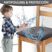 6 pz Fundas para asiento de silla, paquete de 6 piezas, recubrimiento protector para asiento de sillas, suaves y cómodas, decoración de sofá y textiles del hogar - Gris Oscuro - Ver 2