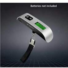 1pc 110lbs/50kg High Precision Sensor Portable Digital Electronic Luggage Scale, Home Travel Hanging Luggage Scale With Backlit LCD Display, Portable Suitcase Weighing Scale, Travel Luggage Weight Scale With Hook, Sturdy Shoulder Strap For Travelers, Travel Essentials, Small Suitcase Scale For Travel Accessories(With Battery)