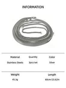 3 件男士不锈钢黑色项链哥特风格简约个性化万圣节珠宝适合日常佩戴 DIY 节日礼物