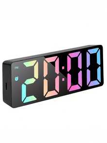 1pc Large Screen LED Digital Alarm Clock - USB/Battery Powered, Voice Control Smart Mirror Clock With Temperature And Date Display | Silent, HD Display Screen, Suitable For Bedroom/Living Room/Office, Dual Power Supply: Includes USB Cable Or 3 AAA Batteries (Batteries Not Included)