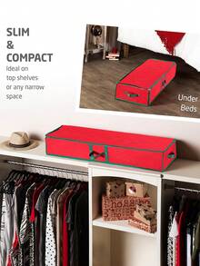 1 pezzo Borsa portaoggetti in carta da imballaggio rossa con manico e cerniera, borsa organizer pieghevole e impermeabile per confezioni regalo, borsa per contenimento sottoletto con bordo verde adatta a varie dimensioni di carta da imballaggio, contenitore in tessuto Oxford rosso, ideale per l'organizzazione della carta da imballaggio per il Ringraziamento, San Valentino e altre festività - Rosso - Visualizzare 6