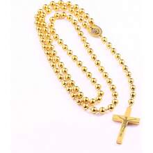 Colgante de rosario con cuentas de acero de titanio, colgante de cruz, apto para regalos para hombres, nios, novios y maridos, adecuado para regalos para mujeres, nias, novias y esposas, plata dorada - inicial - Ver 3