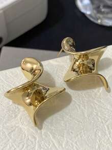 一对简约别致的立体螺旋耳环，时尚珠宝礼品，适合派对、通勤或作为节日礼物、情人节礼物，男士耳环 - 彩色 - 查看 14