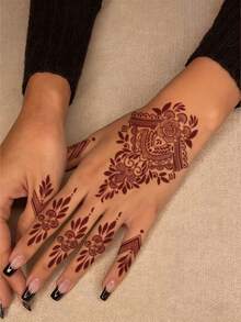 1 miếng dán hình xăm, tặng kèm hình xăm hoa henna tạm thời, chống thấm nước, chống mồ hôi, không phản chiếu, chất liệu PVC, dùng một lần, phù hợp cho những người yêu thích thời trang sử dụng hàng ngày. - Đỏ - Xem 5