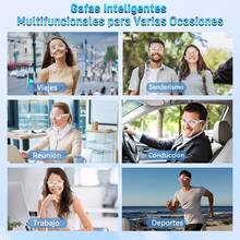 Gafas inteligentes Bluetooth, imprescindibles para viajar con estilo, integran llamadas, traducción, asistente de idiomas, toma de fotografías y escucha de música. - Blanco - Ver 11