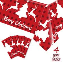 4pcs Christmas Element Disposable Plastic Tablecloth, Party Tablecloth, Waterproof And Oil-Proof, Suitable For Christmas - Multicolor - View 12