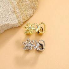 Personalized And Fashionable Braces With Flower Hollow Out Design, Double Gold Teeth, Halloween Cool Teeth Decoration - Vàng - Xem 5