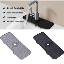 1pc Thick Silicone Faucet Splash Guard, Water Drain Mat - Durable Thick Design, Suitable For Kitchen And Bathroom Sinks, Silicone Soap Dish With Drainage Hole - Anti-Splash, Fits Kitchen And Bathroom Sink Countertops, Home Decor, Kitchen Accessories - Multicolor - View 8