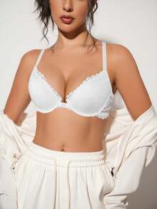 Women's Front Closure Lace Underwire Bra - Side Support, Shaping, Lift, Sexy & Comfortable, Suitable For Various Fashionable Outfits - White - View 7