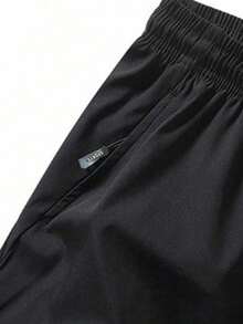 2pcs Men's Drawstring Waist Sports Shorts With Zipper Pockets - Khaki - View 7