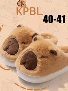 Capybara Slippers, Cartoon Capybara Slippers For Winter, Casual Style For Women, Fabric Upper, Rubber Sole, Washable Indoor House Slippers, Comfortable Fabric Lining And Cushioned Insole, Soft And Warm, Suitable For Indoor/Outdoor Wear, Plush Lining, Lightweight Rubber Sole, Fashionable INS Style, Cute Unisex Couples Autumn/Winter House Slippers Insulation,Galentines,Puppy,Carnival,Party Decorations,Shoe,Spring Summer Picks,Brides Maid Gifts,Room,Bedroom Decor,Beach,Travel,For Men,For Women,Vacation,Cute Stuff - Multicolor - View 14