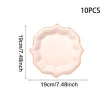 10pcs Platinum Party Plates, Gold Foil Dessert Paper Plates With Scalloped Edges, Disposable Cake Plates Suitable For Tea Party, Birthday, Bridal Shower, Baby Shower, Wedding Receptions - TOP - View 7