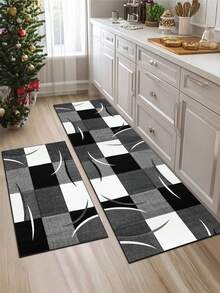 [HOT!!!] 1pc Soft Rubber Kitchen Mat, 3.5mm Thick Kitchen Rug, Black & White Crescent Design Luxury Minimalist Style Absorbent Kitchen Mat, Customizable Size, Surface Fabric, Middle Sponge Layer, Bottom Rubber Layer, Suitable For Kitchen Rugs, Kitchen Decor, Wedding Decor, Home Decor, Bathroom Mats, Entryway Mats, Laundry Room Mats, Hallway Rugs, Living Room Mats, Etc. - Multicolor - View 9