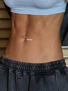 1pc S925 Sterling Silver Minimalist Elegant Navel Ring, Multiple Sizes Available, Suitable For Women - The Perfect Gift For Mothers On Valentine's Day And Mother's Day - Single Smooth Surface - View 3